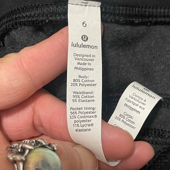 NWOT Women’s Sz 6 (30” Waist) Lululemon Warm Down Joggers Velour Heathers Black - Picture 12 of 13